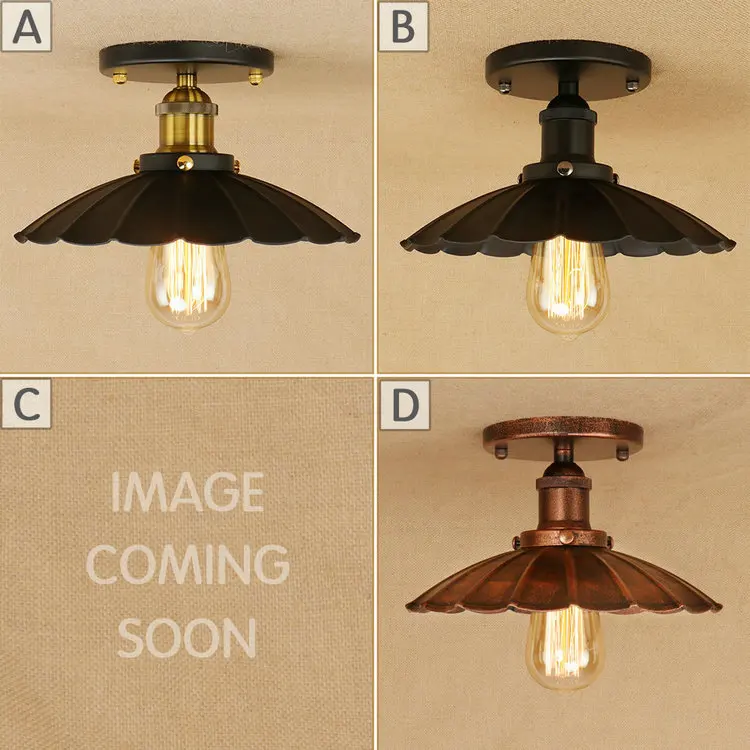 

Loft Vintage Ceiling Lamp Retro Ceiling Light Industrial Design E27 Edison Bulb Antique Lampshade Ambilight Lighting Fixture