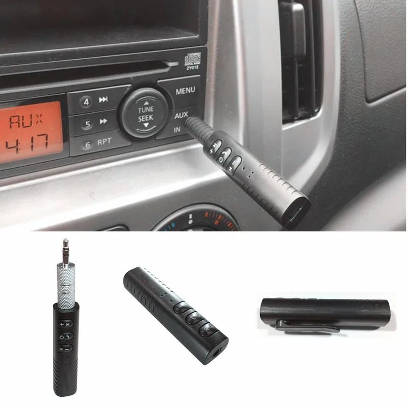 

3.5mm Jack Clip-on Wireless Bluetooth Receiver Mini Bluetooth Car kit Audio Music adapter with Mic for Headphone Speaker
