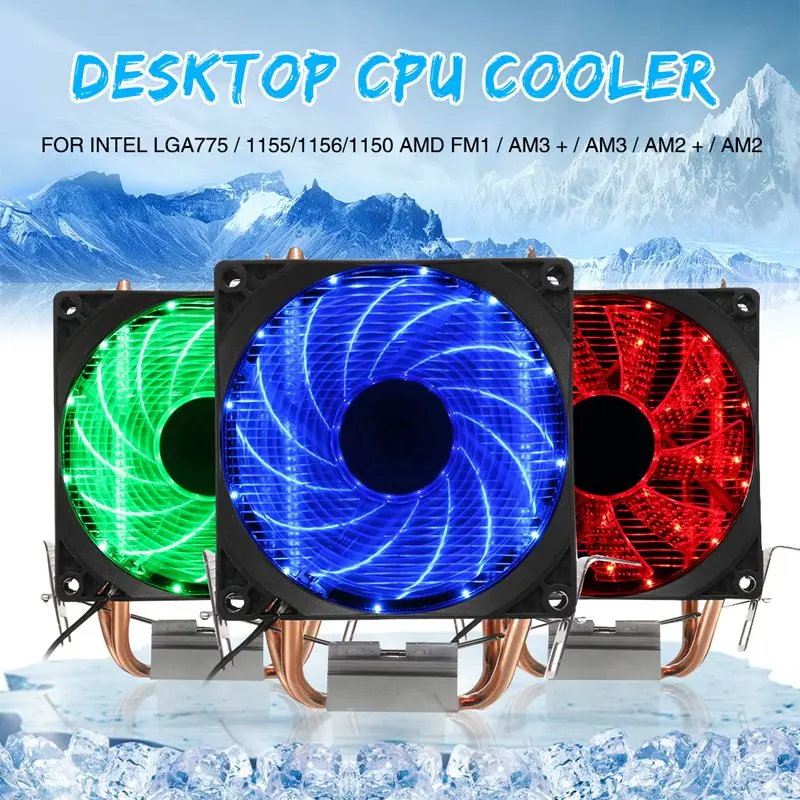 

Dual LED CPU Fan Heatsink Radiator 9cm For Intel LGA775/1155/1156/1150 AMD High Quality Computer Cooler Cooling Fan For CPU