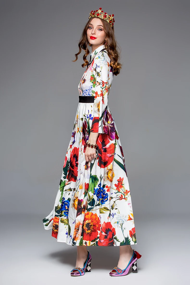 Женское модельное макси-платье LD LINDA DELLA, многоцветное длинное платье для праздника с длинным рукавом и цветочным принтом, лето