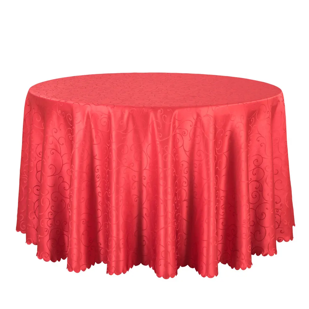 Wholesale Big Size Polyester Wedding Tablecloth Jacquard Red Round