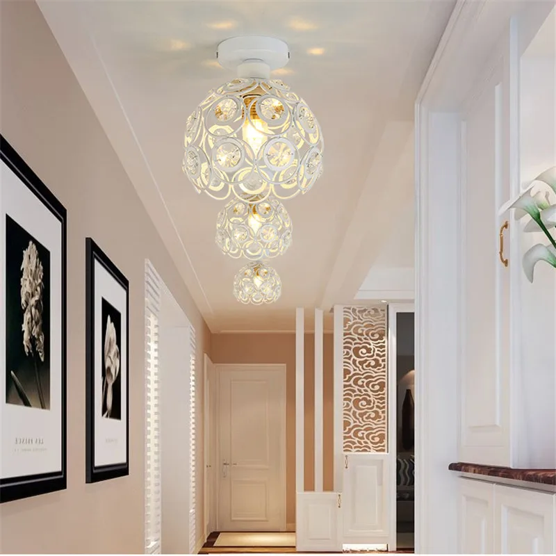 Креативный E27 Круглый Хрустальный потолочный светильник Ретро черный/белый
