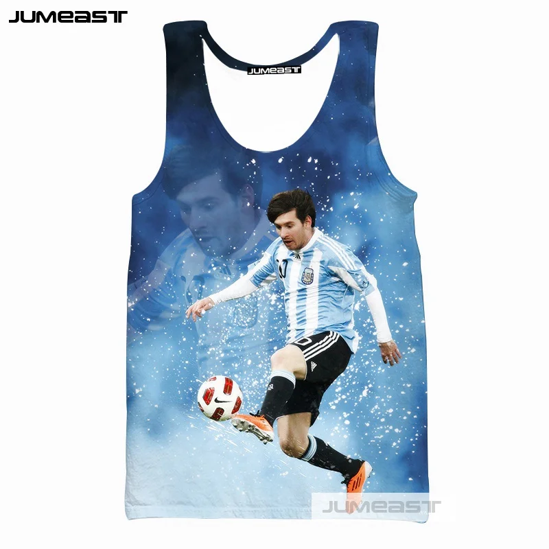 Jumeast бренд моды 3d печатных Lionel Messi мужские/женские топы супер Футбол Звезда Унисекс Без Рукавов Рубашка гусарский жилет