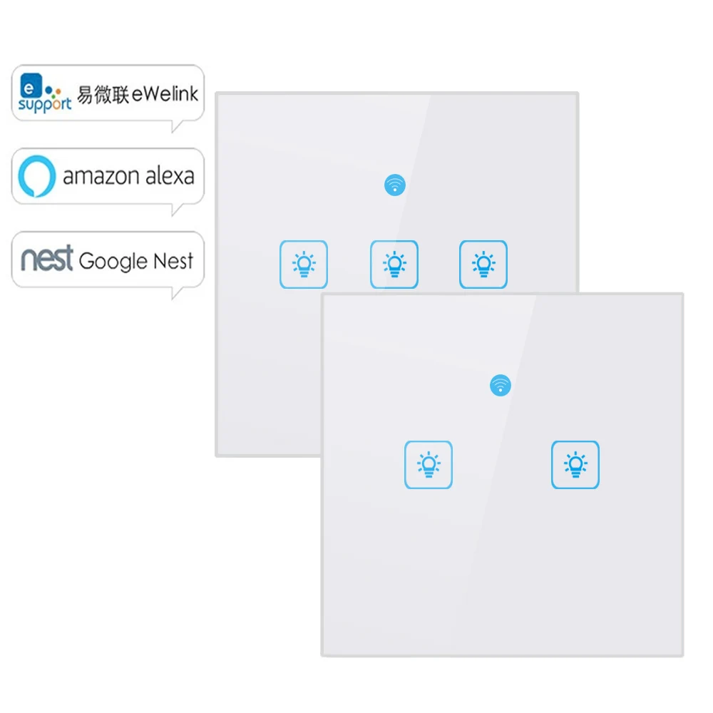 Tanie WS WiFi APP sterowanie dotykowe przełącznik ścienny 1 2 3 Panel ścienny dotykowy przełącznik oświetlenia Smart google Home z Alexa