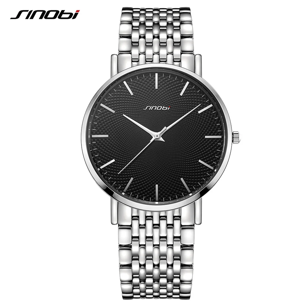 

Sinobi High Quality Ultra Thin 6.48mm Men Watch Wome Slim Full Stainless Steel Luxury Men Watches Business Casual reloj hombre