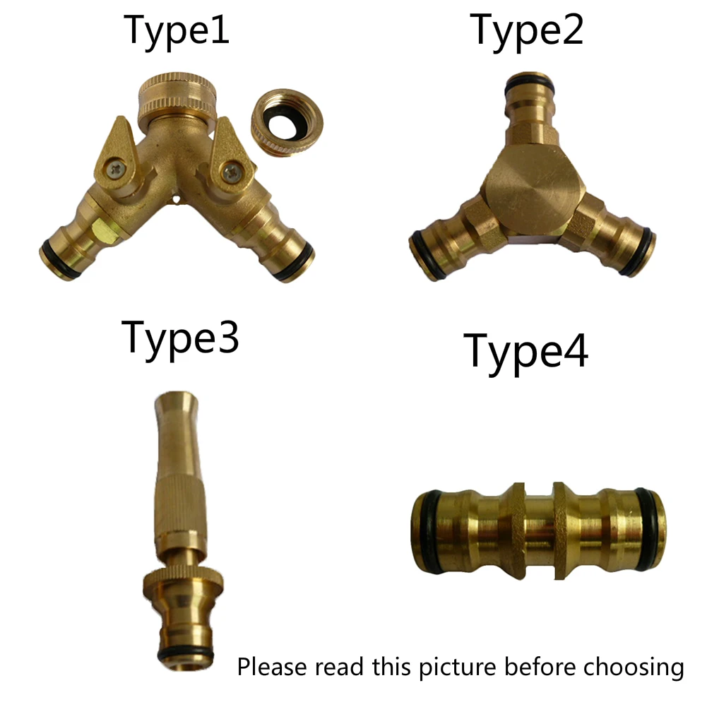 4 Types Brass Threaded Hose Water Pipe Connector two way connector Tube