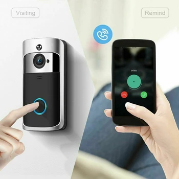 

Video Doorbell Wireless Camera Wifi Smartphone Video Walkie-Talkie System Black + Silver Abs (Without Battery)