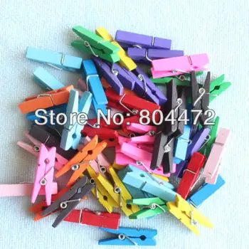 

Assorted Color Small Wooden Clothes Peg | Clothespin | Clips | 35mm | For BOY GIRL BABY SHOWER PARTY DECOR