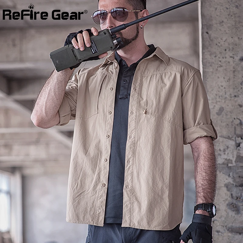 Мужская армейская тактическая рубашка ReFire Gear Повседневная быстросохнущая в