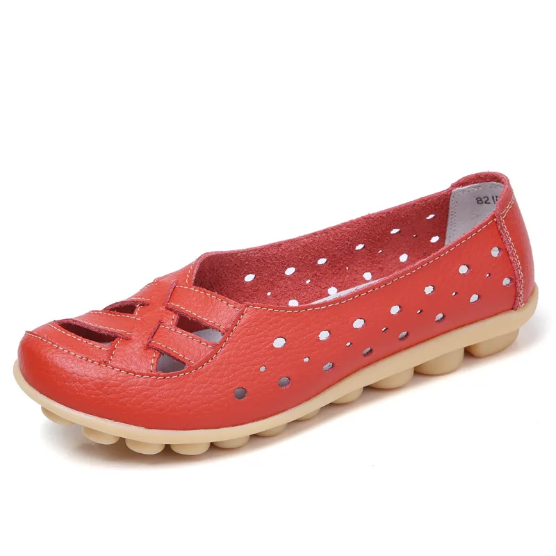 Женская обувь на плоской подошве; обувь из натуральной кожи; женские повседневные лоферы на плоской подошве; слипоны на плоской подошве; женская обувь; кожаная обувь черного цвета - Цвет: Красный