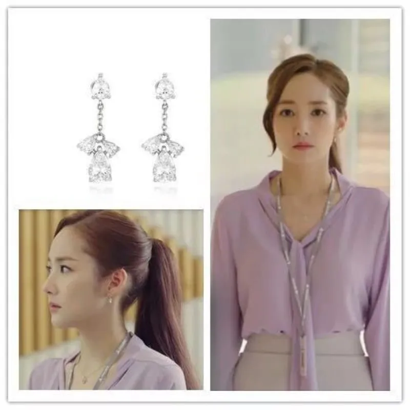 

2018 Fashion Popular Irregular Exquisite Secretary Kim Same Style 925 Sterling Silver Drop Earrings For Women Fine Jewelry Gift