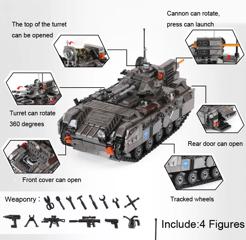 Бронированный танк автомобиля XINGBAO 06018 военные строительные блоки Battlefield кирпичи развивающие игрушки DIY для детей