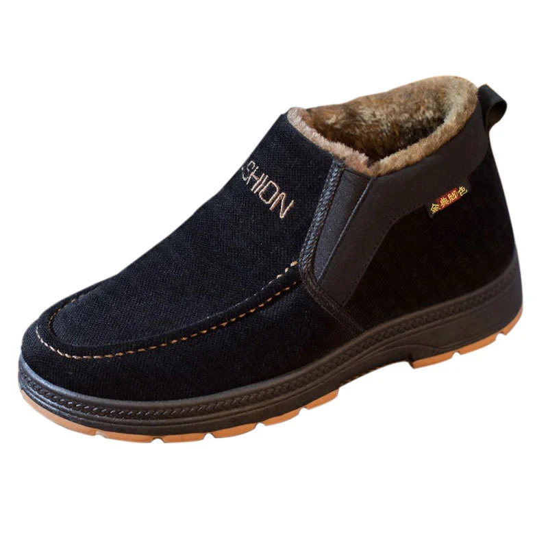 

Winter High Men's Cotton Boots Middle-aged Father Plus Velvet Thick Warm Shoes Casual Slip a Pedal Cotton Shoes Women