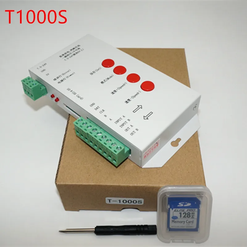 2016 high quality T1000S SD Card WS2801 WS2811 WS2812B LPD6803 LED 2048 Pixels Controller DC5~24V T-1000S RGB Controller