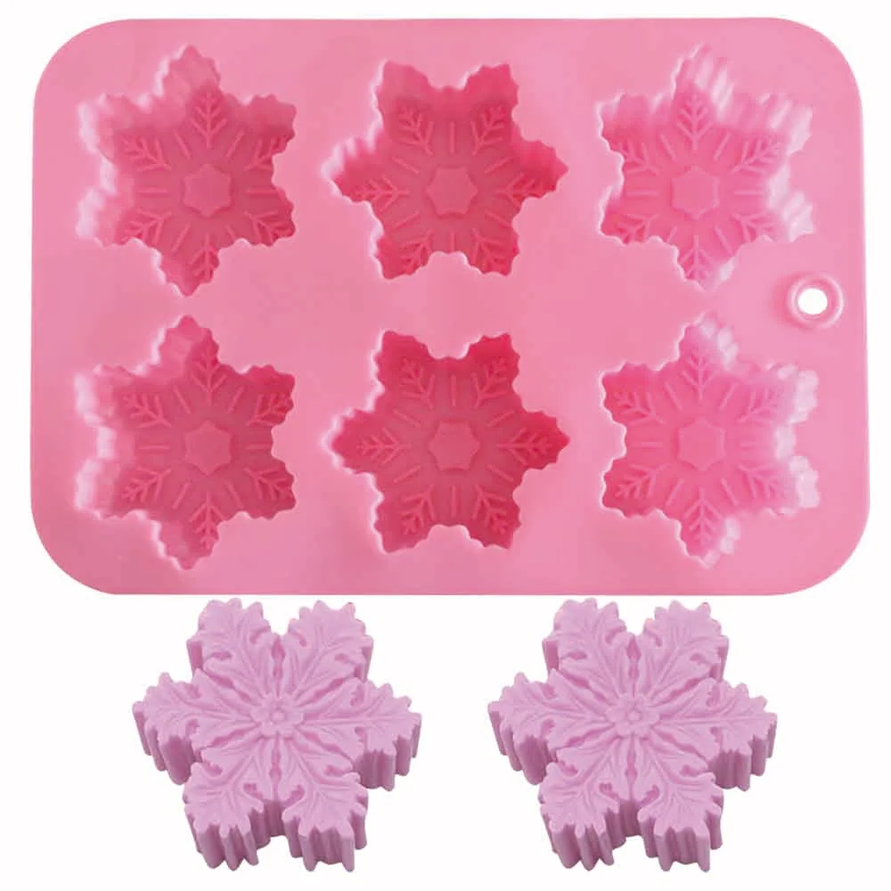 

6 Cavity Snowflake Silicone Mold Handmade soap mold Non Stick Cake Mold Bread Mold Chocolate Jelly Candy Baking Decorating Tools