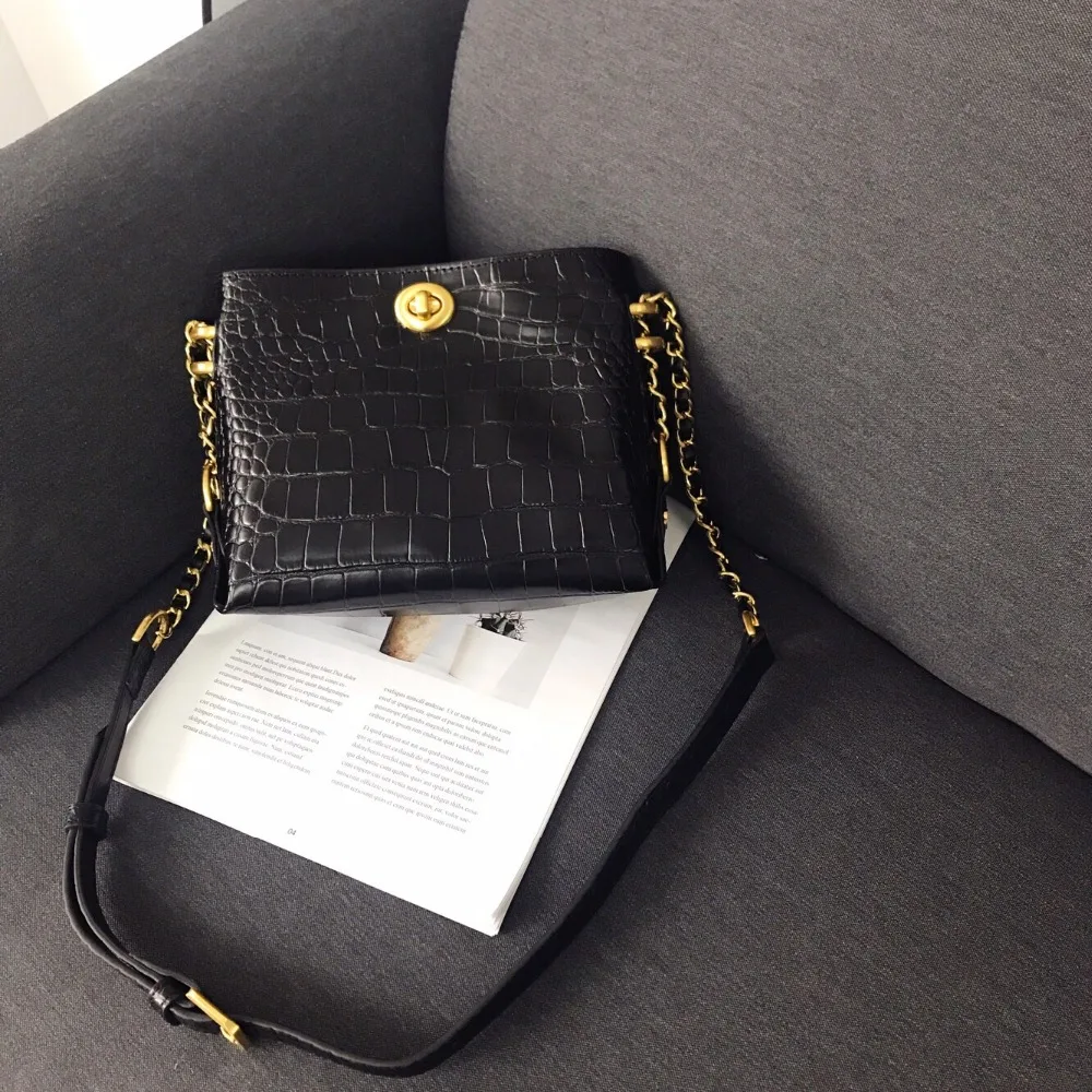 Épaule De Bolsa white Motif Main Sac Sacs Femmes Mini Crocodile Black Pour brown Luxe En Kafunila 2019 Designer Les À Cuir Véritable Seau HxqPwTw1
