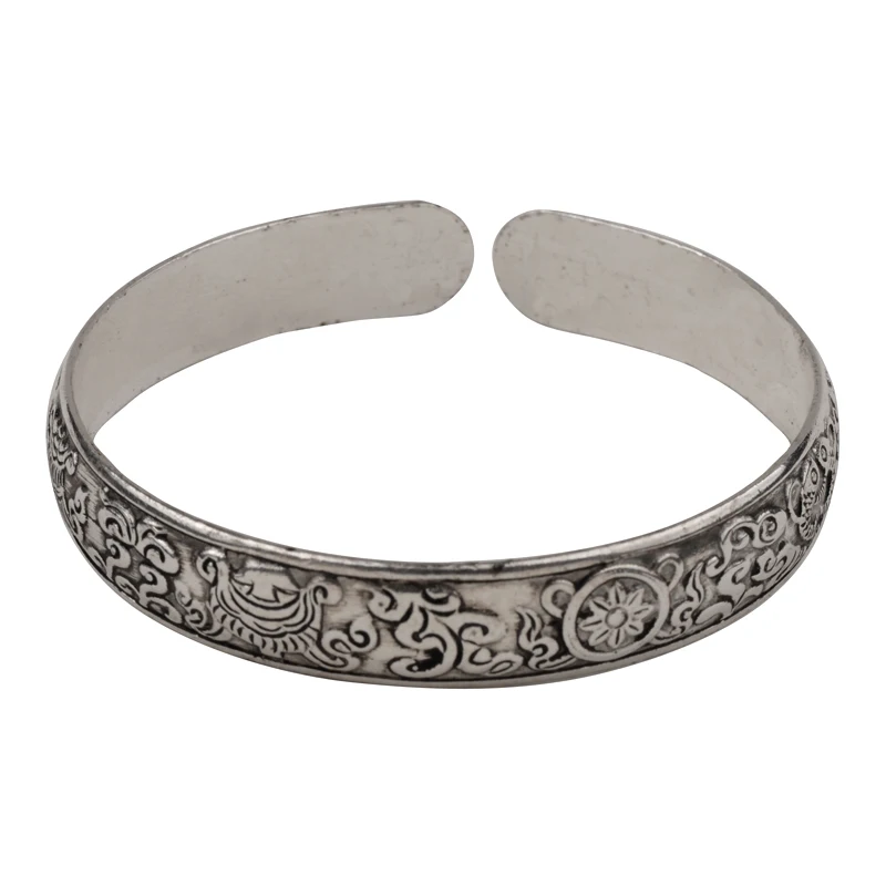 

BR119 Bohemian Asian Flower vintage retro Metal Tibetan Silver Color Cuff Bangle Bracelet gift for her him