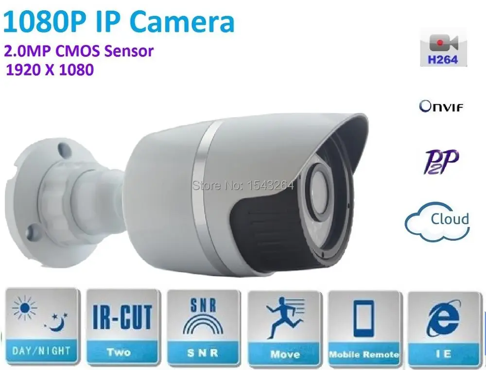 

H.264 2.0 Megapixel outdoor waterproof 1080P Network IP Camera Full HD 1920*10280 with P2P, ONVIF,IRCut Filter,Plug and play