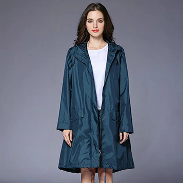 Size : L AXIANQI Womens Long Fashion Raincoat Casual Light Thin Waterproof Breathable Poncho A 