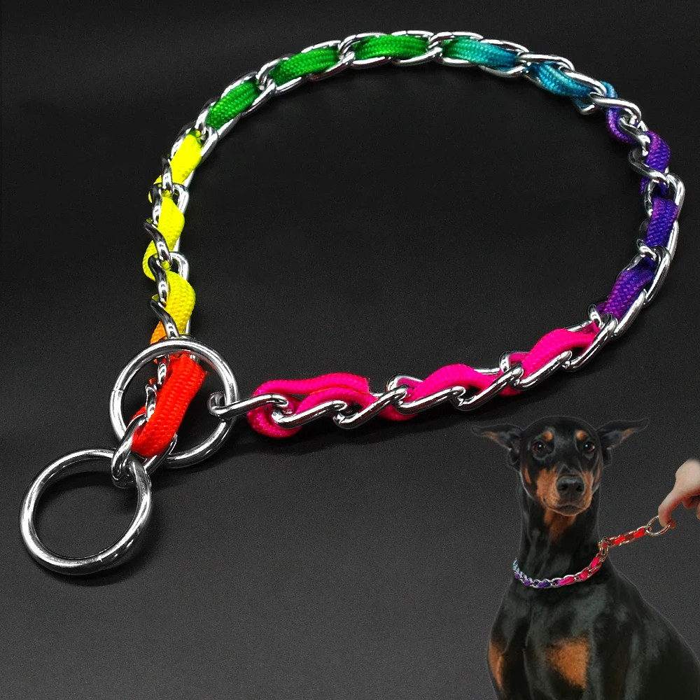 Dog Training Chain Slip Collar P Choke Dogs Pet Chrome ...
