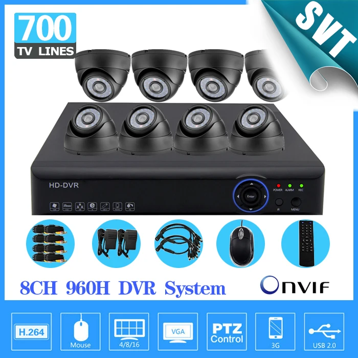 700TVL HD дома Системы Скрытого видеонаблюдения 8ch полный 960 H h.264 3 г DVR комплект видеонаблюдения купольная камера устойчева Системы 8 канал sk-131