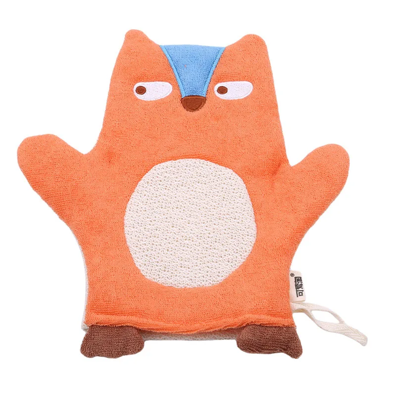 Новая мягкая Детская щетка для ванны с изображением животных лисы пингвина, перчатка для душа для новорожденных детей - Цвет: orange fox