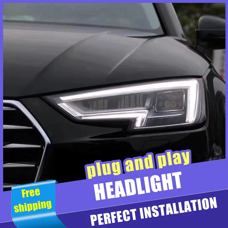 2 шт. автомобиль Стиль светодиодный фары для автомобиля Audi A4 2016 2019 налобный фонарь