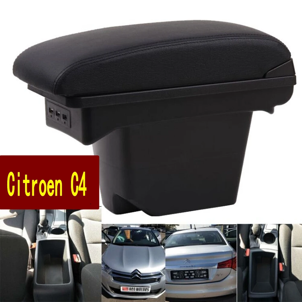  Para 2013 Citroen C4 Central caja de reposabrazos de una sola pieza montaje de doble capa recargabl