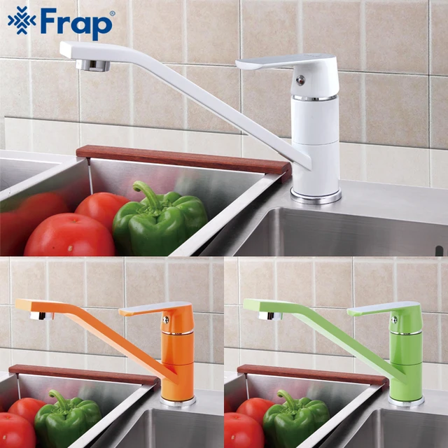 Best Price FRAP 1 Set Fashion Style Multi-color Kitchen Faucet Cold and hot water taps White Orange Green 360 Rotation F4931&F4932&F4933