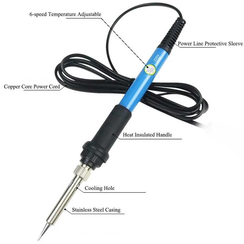 

1PC Soldering Iron 220V 110V 60W Adjustable Temperature Electric Solder Iron Mini Handle Heat Pencil Welding Repair Tools