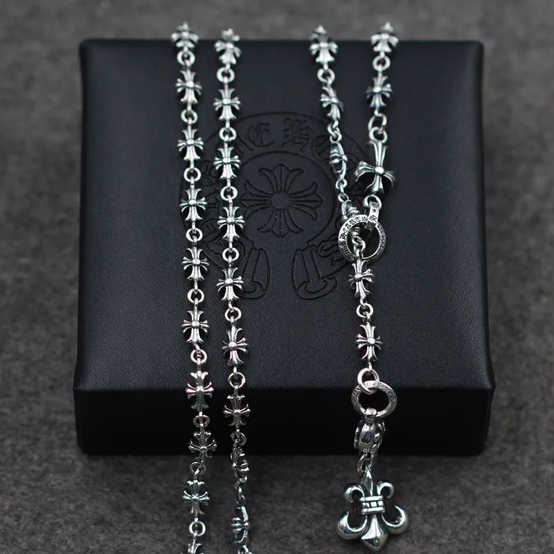 

Fashion Anchor Pendant Cross Set Chain Sweater Chain Wholesale S925 Sterling Silver Retro Thai Silver Male And Female