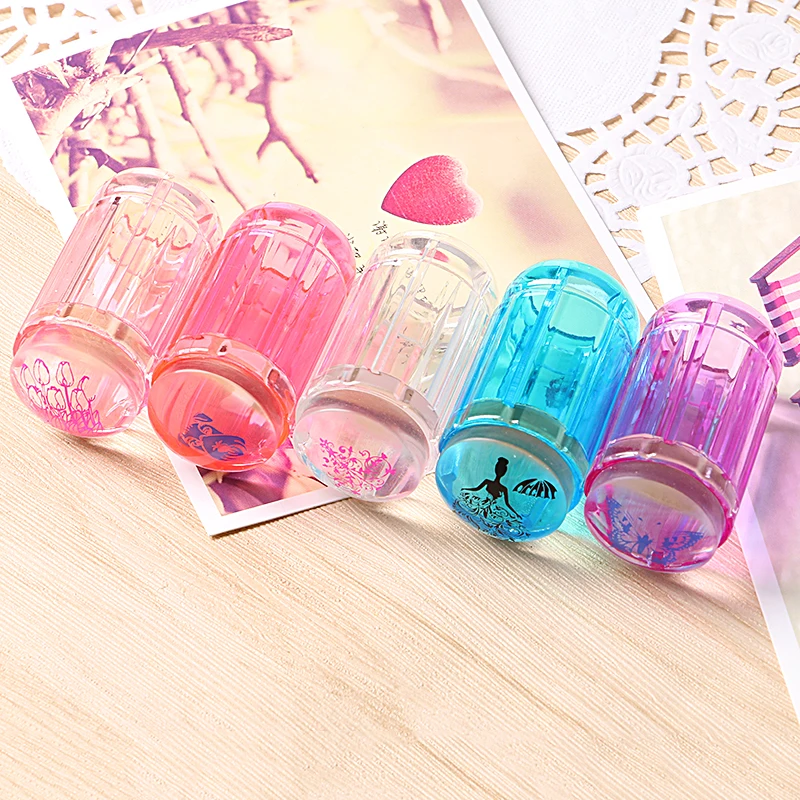 

NEW 4colors Clear Jelly Stamper 2.8cm Transparent Nail Stamping Stamp Scraper Polish Print Transfer Nail Stamper Tools,KMLK4