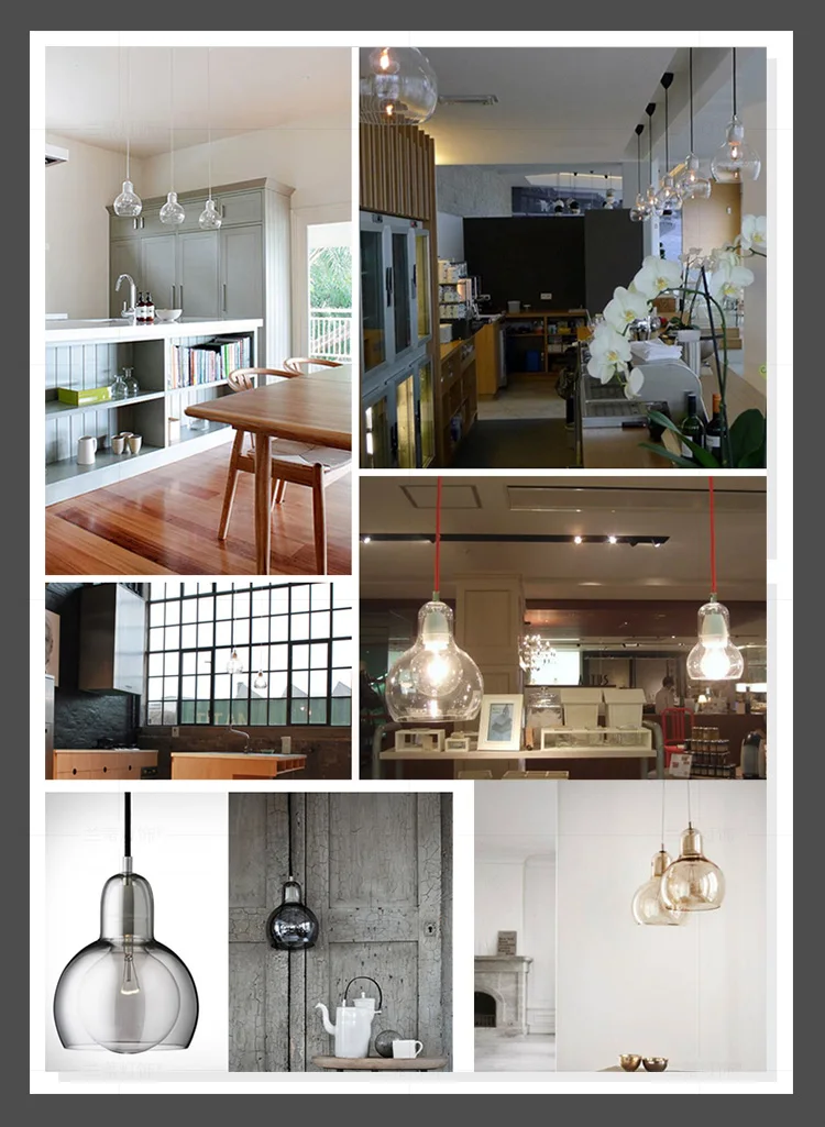 Современный подвесной светильник для кухни, большая лампочка, абажур, стеклянный подвесной светильник для кафе, Домашний Светильник, Светильники для бара, Подвесная лампа