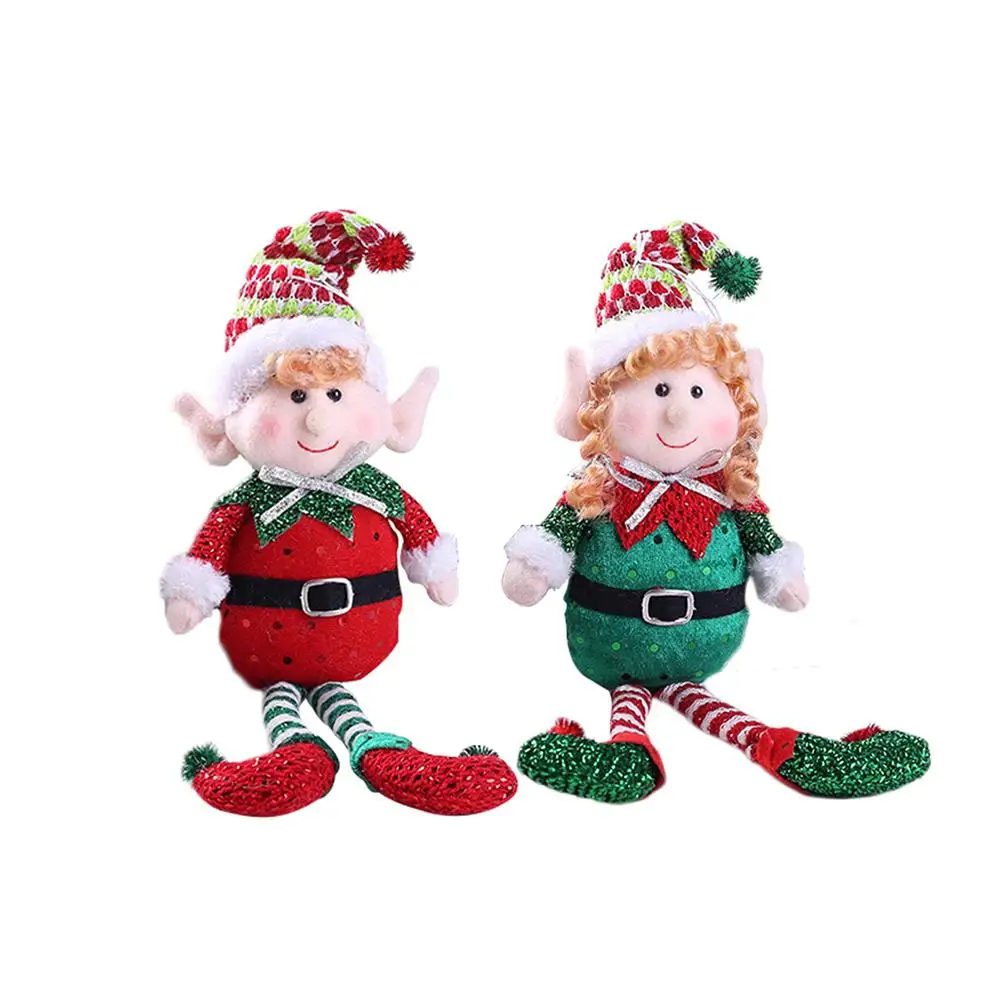 Festive Atmosphere Decoration Cute Red And Green Long Legged Elf Christmas Doll Gift Decoration Doll