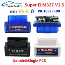 10 Pçs/lote ELM327 1.5 Ferramenta de Diagnóstico Do Carro do Scanner OBDII ELM 327 Bluetooth V1.5 PIC18F25K80 ELM327 OBD2 V1.5 Leitor de Código de Bluetooth