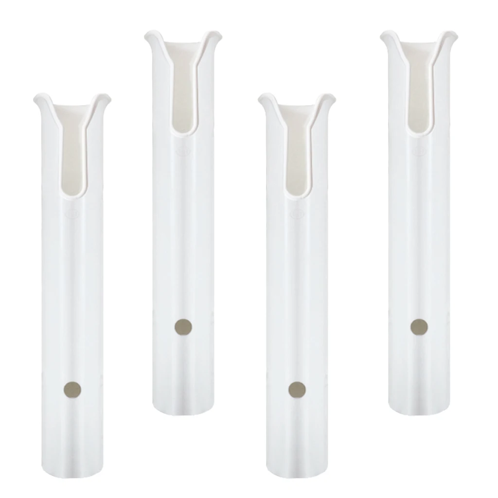  4 Pieces White Plastic Fishing Rod Holder Socket with Screws & Nuts for Marine Kayak Boat Yacht  Fishing Box 