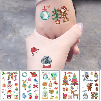 

Cute Xmas Sticker Christmas Cartoon Children Temporary Tattoo Stickers Waterproof Fake Body Art Flamingo Tattoos Kids Hand Tatoo