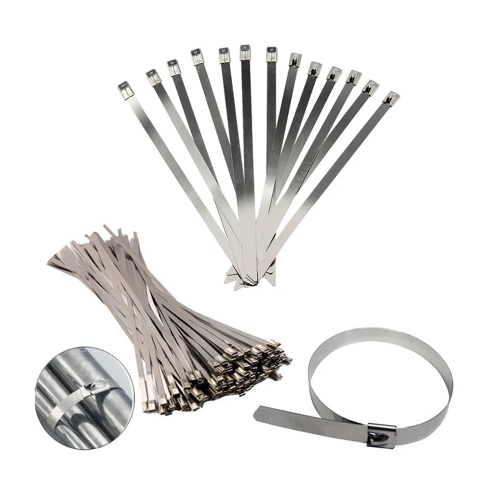 

10PCS STAINLESS STEEL METAL CABLE TIES TIE ZIP WRAP EXHAUST HEAT STRAPS INDUCTION PIPE