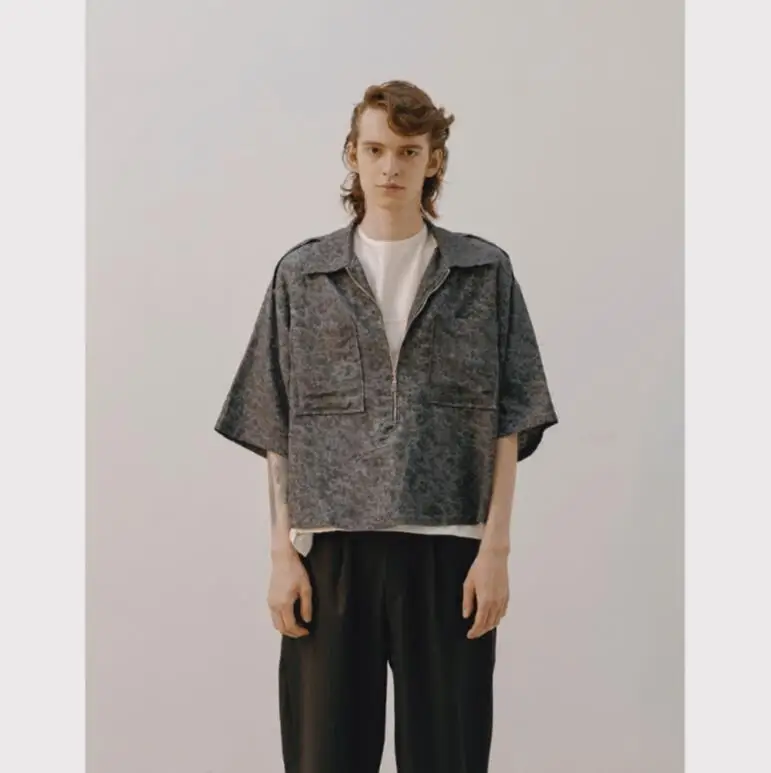 XS~ XL! Новинка мужская одежда Tencel пеньковая рубашка с коротким рукавом ретро модная короткая серая рубашка костюмы