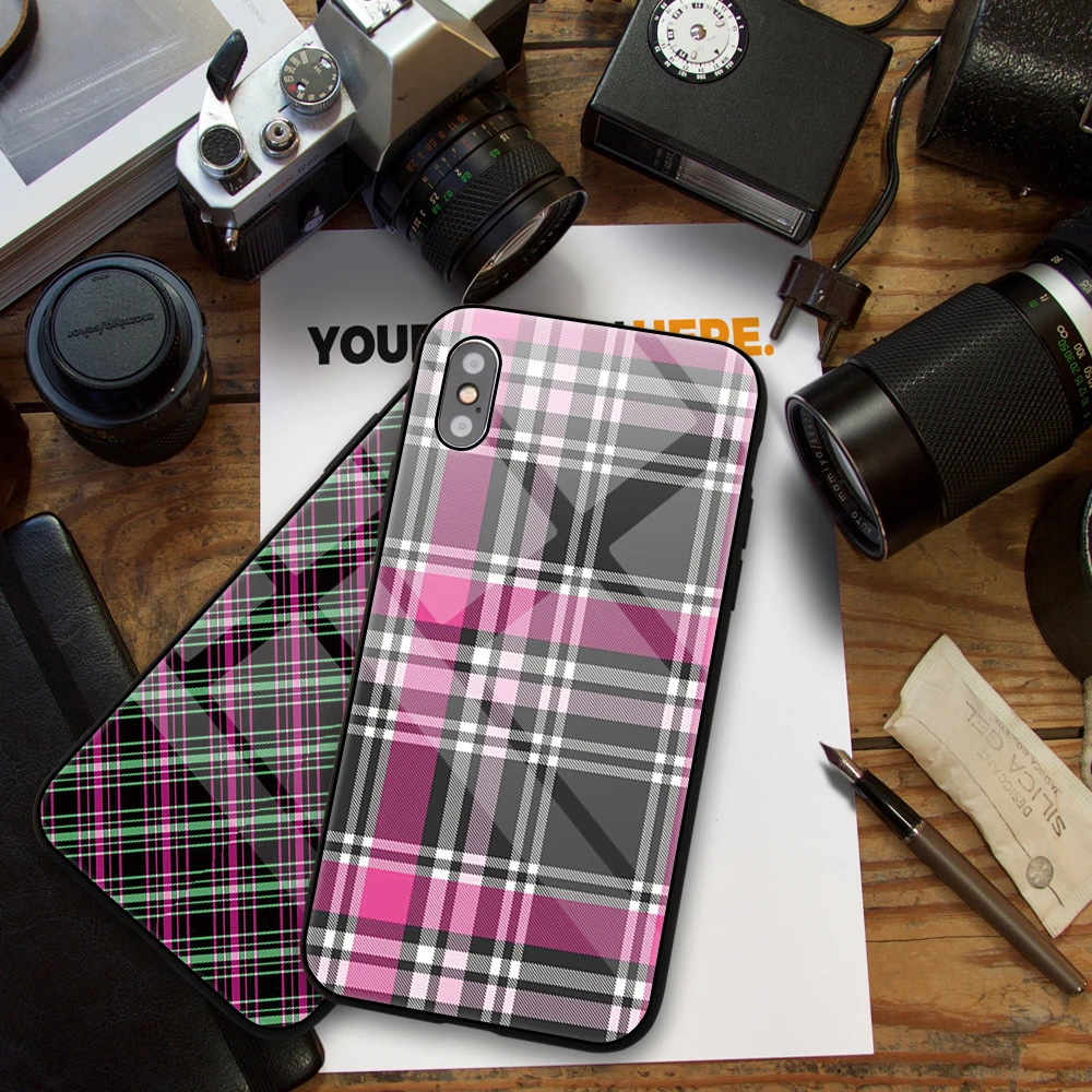 DIY Tempered Glass Phone Case for iPhone X XR XS MAX Lattices