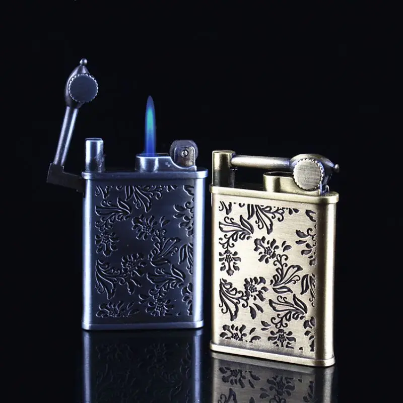 

Metal LighterSmoking Fuel Lighters Fashion Inflatable Bronze Ancient Silver Lighter Mirror Windproof Cigarette Kerosene lighter