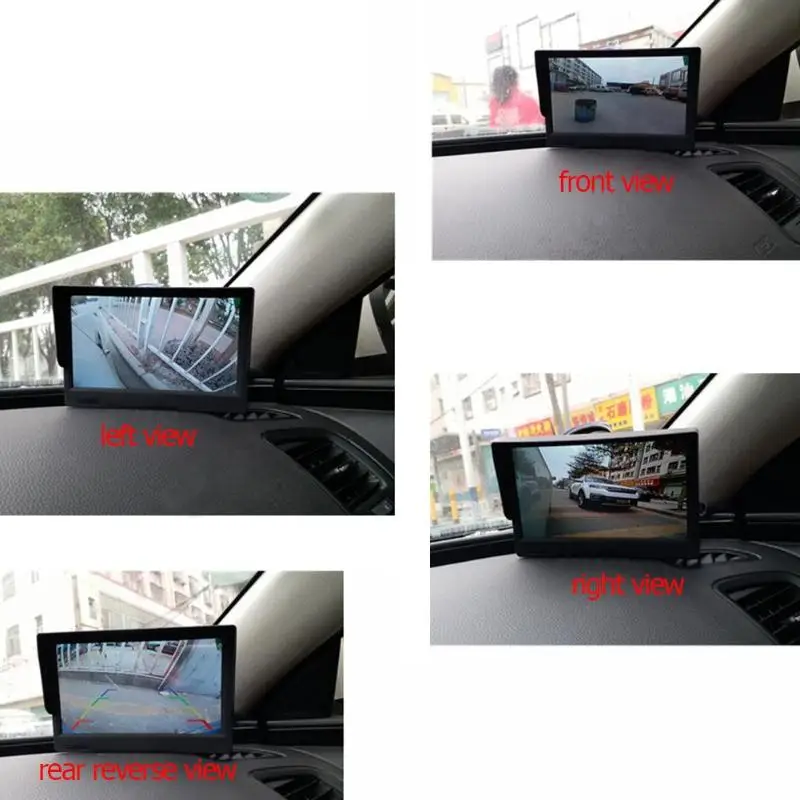360 градусов птица вид Системы 4 Камера панорамный Видеорегистраторы для автомобилей Запись парковки Передний+ задний бампер+ левый+ правый вид IP камера с 5 дюймов монитор