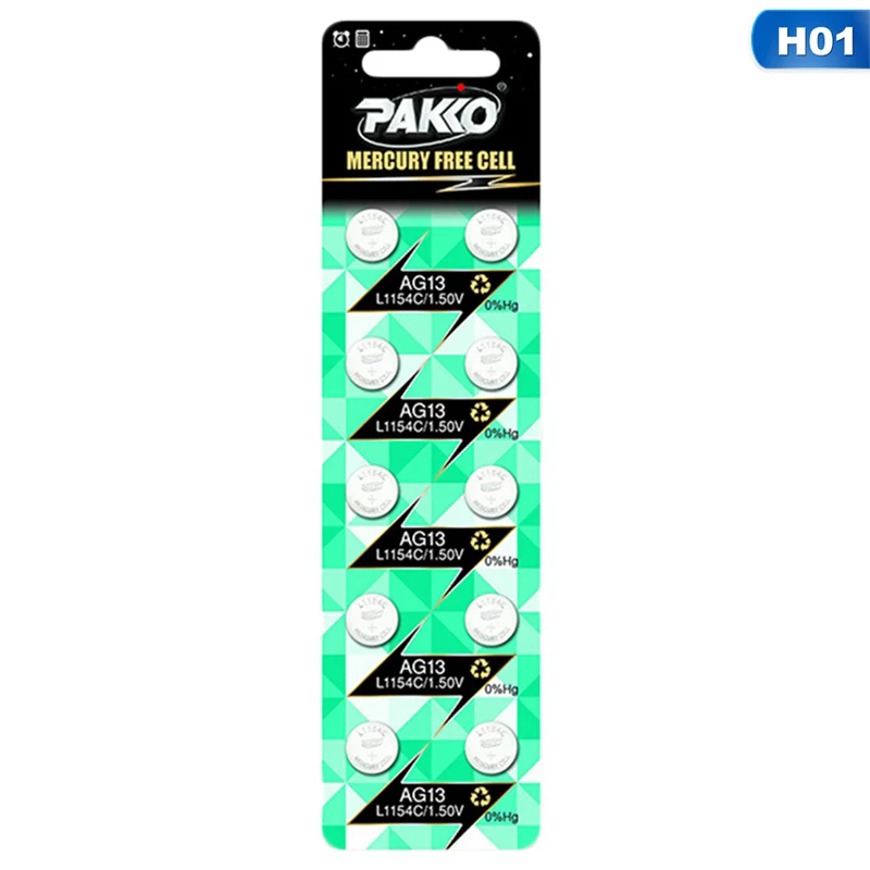 

10pcs AG13 Cheap Price 1.5VBattery LR44 L1154 RW82 RW42 SR1154 SP76 A76 357A Ag13 SR44 AG 13 Lithium Cell Coin Battery