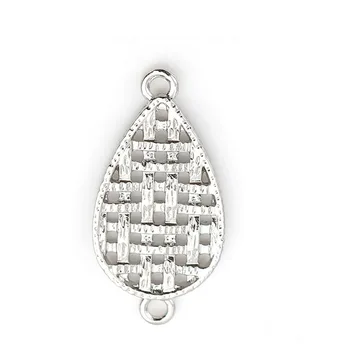 

DoreenBeads Zinc Based Alloy Connectors Drop Round Heart Dull Silver Color Grid Checker 27mm(1 1/8") x 13mm( 4/8"), 10 PCs