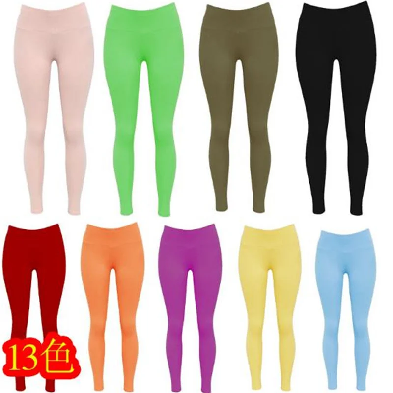 

2019 Fashion Candy Color Leggings For Women Summer High Waist Stretch Running fitness ladies Skinny Leggings Female pants