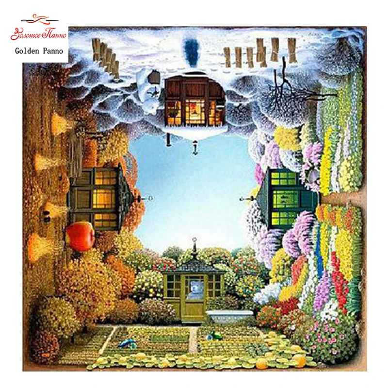 

Golden Panno,Needlework,DIY DMC Cross stitch,Sets For Embroidery kit 14ct unprinted Four directio cross-Stitching,christmas 0312