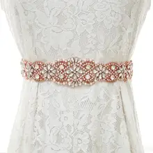 Стразы свадебный пояс элегантный жемчуг свадебный пояс розовое золото кристалл пояс невесты для женское вечернее платье S154RG