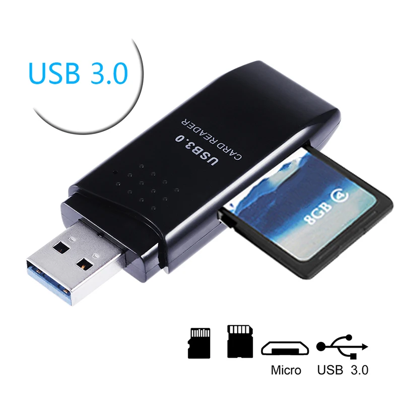 Многофункциональный Card Reader мини Портативный USB3.0 Порты и разъёмы высокое Скорость 2 в 1 Card Reader для SD TF Micro SD карты Desktop Тетрадь PC