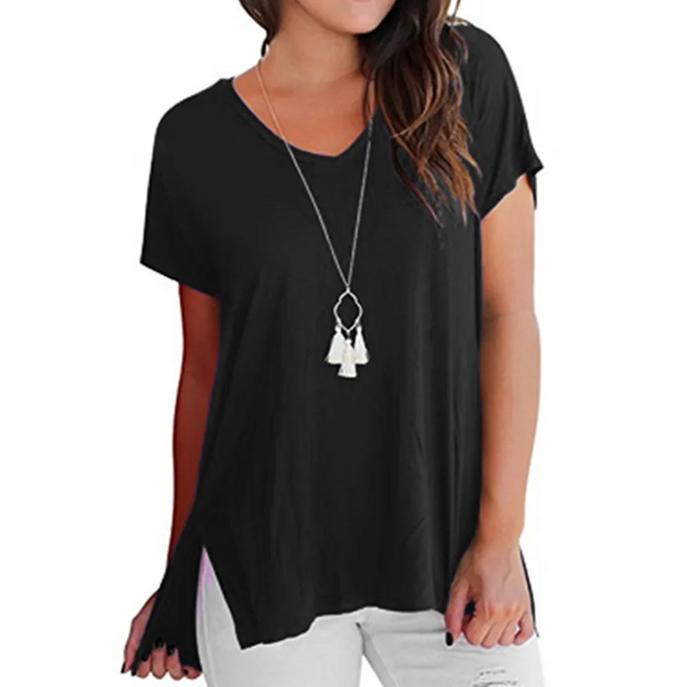 

Blouse Women Hot Sale Women's Short Sleeve Shirt Basic Tee Tops Plain Casual Tees Shirt Blouse Feminine Clothing &A