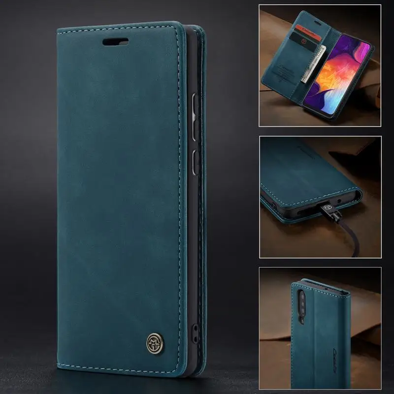 

Case For Samsung A50 A 50 Phone Cover Ultra Luxury Brief Leather Magnetic Flip Full Cover For Samsung Galaxy A50 Retro Protector